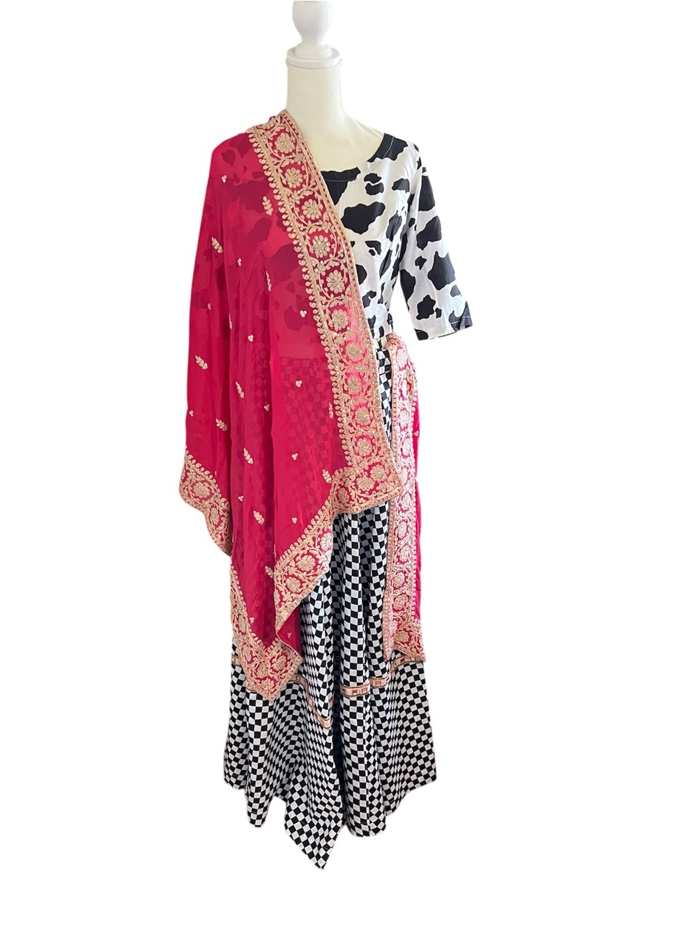 Ethnic Indian Wear Fuchsia Lehenga with Gold Embellished Border